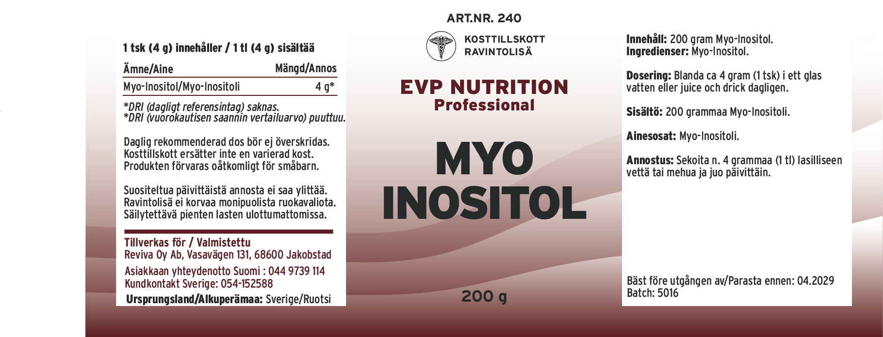 Myo Inositol 200 g - EVP Nutrition - Bild 2