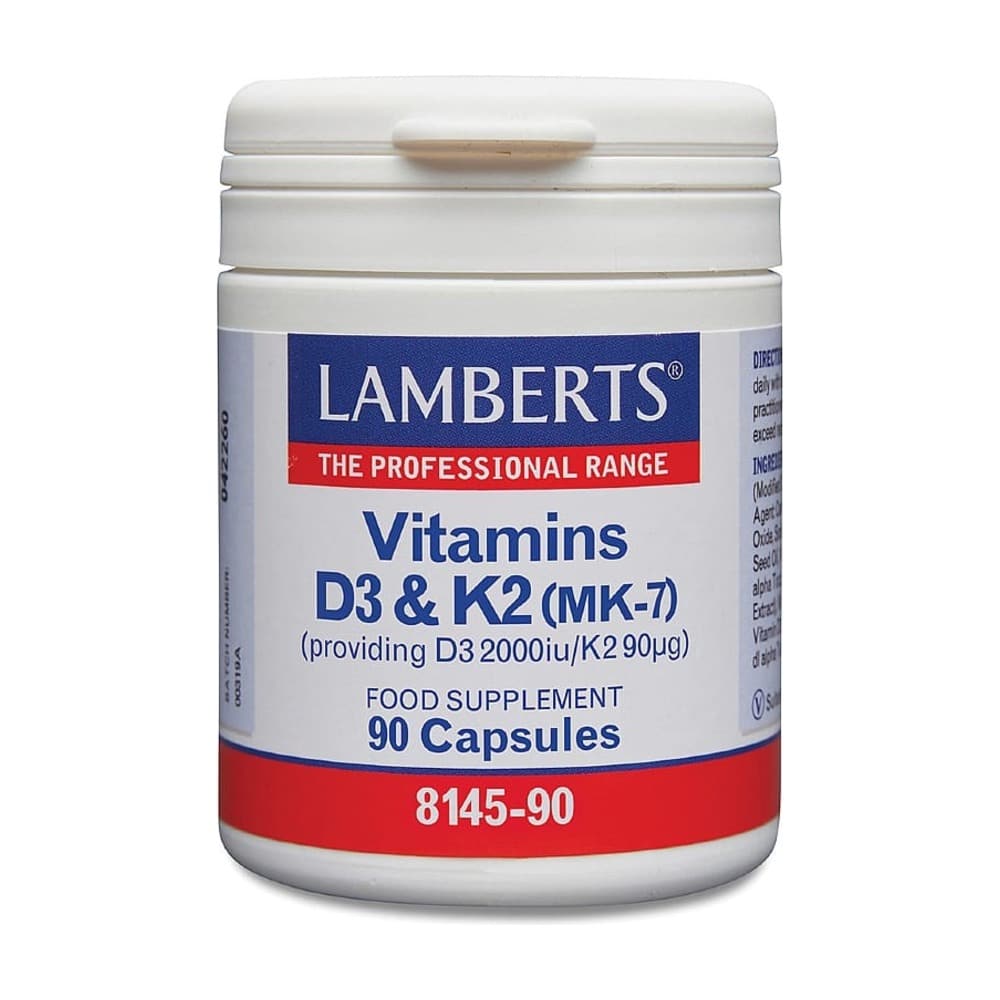 Vitamin D3 & K2 (MK-7) sisältää D3 2000 IU ja K2 90 µg – Lamberts